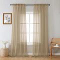 Gwine Taupe Sheer Curtains 96 Inches Long 2 Panels, Elegant Window Treatments Voile Curtains for Living Room, Light Filtering Rod Pocket Sheer Drapes, Each 42" Wx96