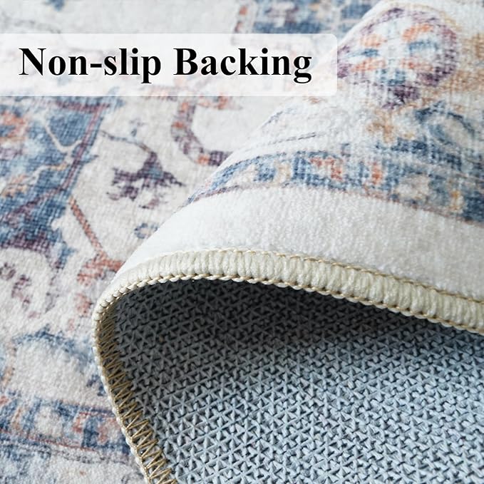 4x12 Wide Hallway Runner Rug: Vintage Washable Soft Runners for Living Room Bedroom Water Resistant Carpet with Non-Slip Backing for Entry Kitchen Dining Room Thin Bathroom Floor Mat(Brick,4x12)