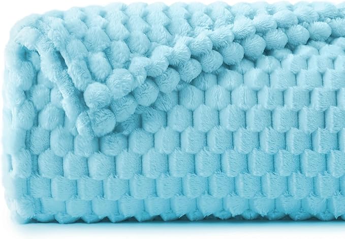 BEDELITE Fleece Blanket - 3D Jacquard Decorative Light Blue Throw Blankets for Couch & Bed, Soft and Cozy Warm Plush Fluffy Blanket All Seasons Suitable, 50x60Inches