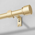 Modern Gold Curtain Rods for Windows 66 to 120 Inch, 1" Diameter Adjustable Heavy Duty Window Curtain Pole with Matte Gold End Cap Finials, Decorative Drapery Rods for Living Room, Bedroom