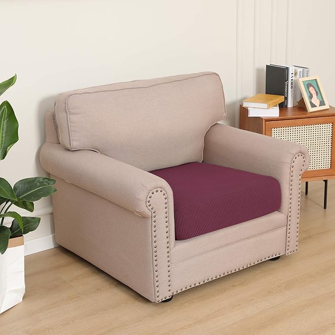 Easy-Going Stretch Chair Cushion Cover Sofa Cushion Furniture Protector Sofa Seat Sofa Slipcover Sofa Cover Soft Flexibility with Elastic Bottom(Chair Cushion, ASH Rose), Small