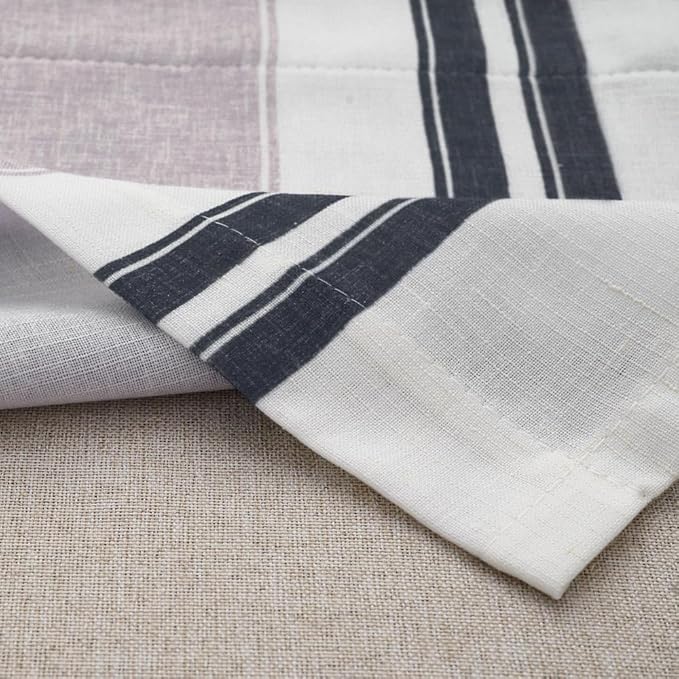 jinchan Striped Linen Curtain 18 Inch Window Treatment for Living Room Small Window Double Layer Blackout Black and Grey Pinstripe Valance Rod Pocket 1 Panel