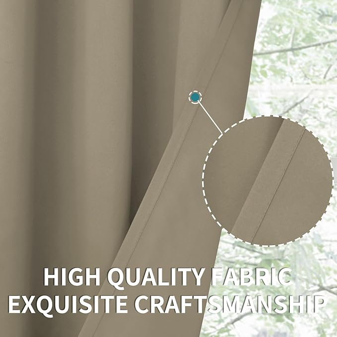 BGment Room Darkening Curtains 54 Inches Long - Grommet Thermal Insulated Drapes Window Treatment Curtains for Bedroom, 2 Panels, 52 x 54 Inch, Cocoa