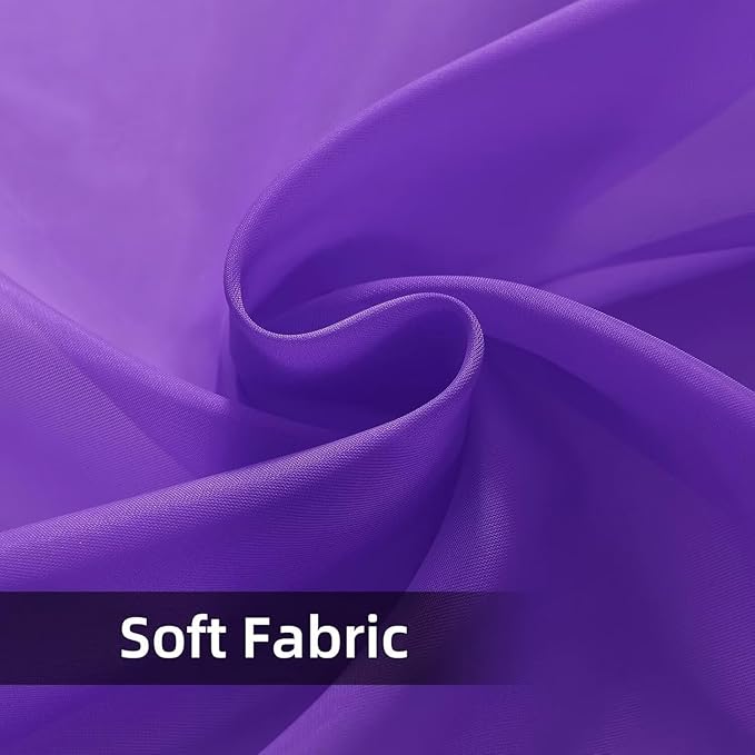 youleyar Solid Sheer Rod Pocket Curtain Voile Draperies 2 Panels White Beige Black Ivory Coffee 22 Inch Width 40 Inch Long 1 Pair for Kitchen Bedroom Children Living Room Yard(Purple,22W x 40L)