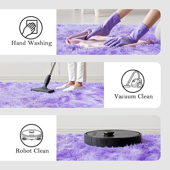 Super Soft Shaggy Area Rugs for Bedroom 4x6 Feet, Shaggy Plush Living Room Shag Furry Floor Rugs, Non-Shedding Indoor Rugs for Living Room Decor(4 x 6, Purple Starry)
