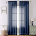 Lecloud Navy Blue Sheer Curtains 90 Inches Long 2 Panels, Light Filtering Voile Airy Curtains, Balance Light Privacy Window Treatments with Dual Rod Pocket for Bedroom Laundry Room, Each 42" W x 90" L