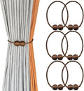 Melaluxe 6 Pack Magnetic Curtain Tiebacks, Decorative Curtain Holdbacks for Window Décor (Coffee)