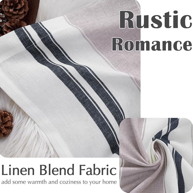jinchan Striped Linen Curtain 18 Inch Window Treatment for Living Room Small Window Double Layer Blackout Black and Grey Pinstripe Valance Rod Pocket 1 Panel