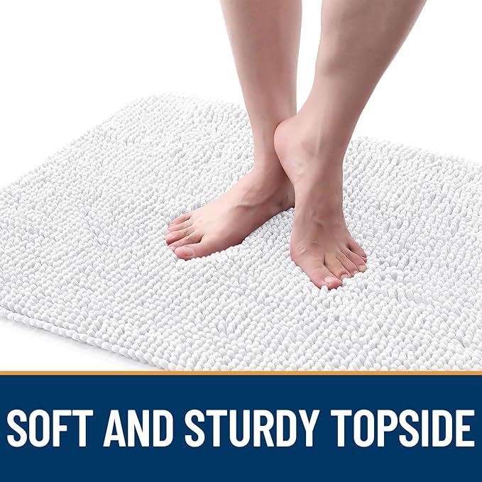 OLANLY Dog Door Mat for Muddy Paws 45x27, Absorbs Moisture and Dirt, Absorbent Non-Slip Washable Doormat, Quick Dry Chenille Mud Mat for Dogs, Entry Indoor Entryway Carpet for Inside Floor, White