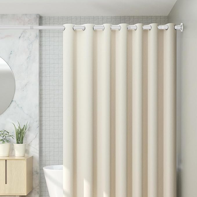 CorkLatta White Shower Curtain Rod 31 to 68 Inch,1 Inch Diameter Adjustable Spring Tension Stainless Steel Telescoping Rod,Easy Install,No Rust