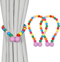 KLOGTSIND Magnetic Curtain Tiebacks, Curtain Tie Backs for Curtains 2 Pack, Wood Bead Curtain Tiebacks, Curtain Holders for Boho Bedroom Decor, Baby Nursery Decor, Farmhouse Décor