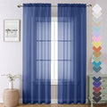 Lecloud Royal Blue Sheer Curtains 90 Inches Long 2 Panels, Living Room Curtains with Dual Rod Pocket, Voile Airy Sheer Drapes for Bedroom Window Treatments, Each Panel 42 X 90 Inch