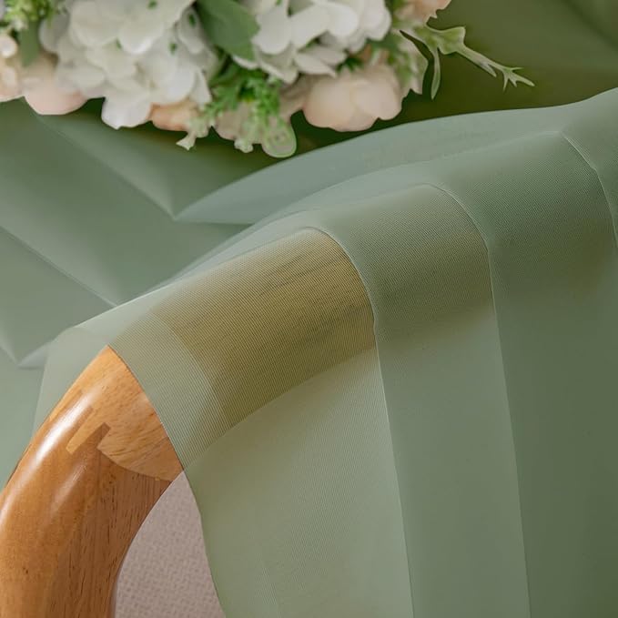 Aiyufeng Sage Green Sheer Curtains 90 Inch Length 2 PCS, Rod Pocket Voile Drapes for Bedroom Living Room, Semi Sheer Curtain Panels Window Treatments for Yard/Patio/Villa/Parlor, 42"x 90", Sage Green
