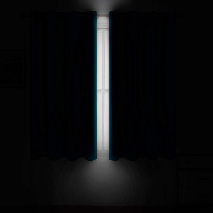 LEMOMO Turquoise Thermal Blackout Curtains/52 x 72 Inch/Set of 2 Panels Room Darkening Curtains for Bedroom
