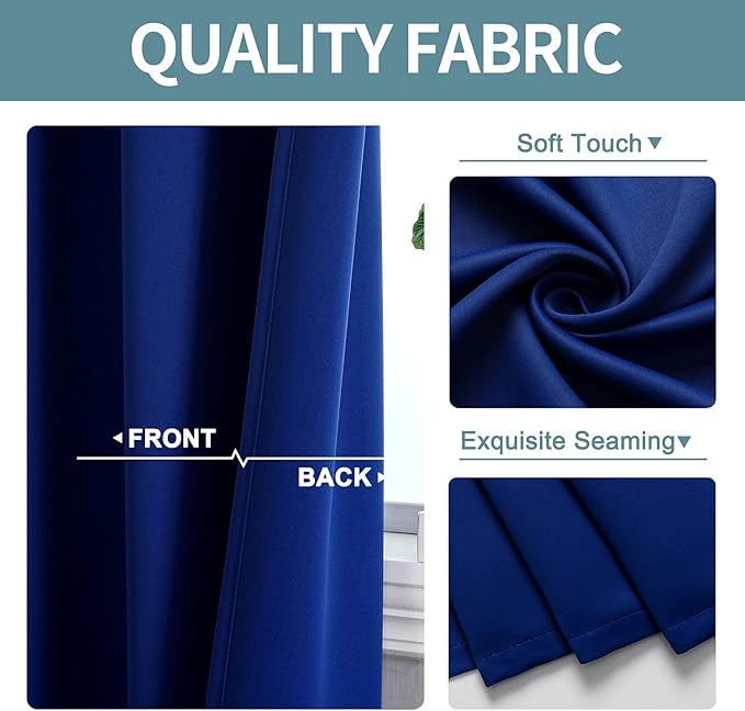 ChrisDowa Grommet Blackout Curtains for Bedroom and Living Room - 2 Panels Set Thermal Insulated Room Darkening Curtains (Royal Blue, 38W x 54L)