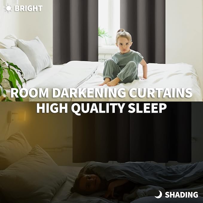 BGment Blackout Curtains - Grommet Thermal Insulated Room Darkening Bedroom and Living Room Curtains, Set of 2 Panels (52 x 108 Inch, Grey)