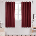 Deconovo Solid Room Darkening Curtains Rod Pocket and Back Tab Blackout Curtains for Bedroom 42Wx63L Inch Burgundy Red 2 Panels