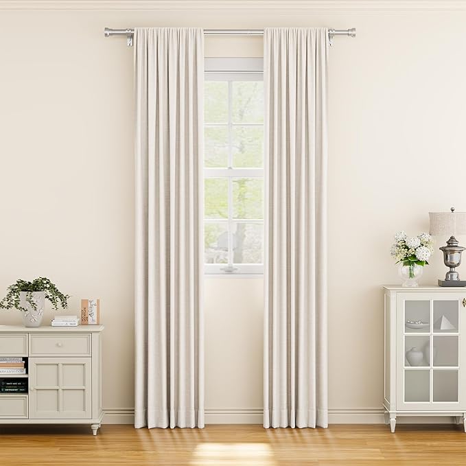 YaFex Curtain Rods 2 Pack 32-58 Inch, Heavy Duty 1 Inch Curtain Rod, Silver Short Adjustable Window Treatment Rods, Modern Design, Easy Installation