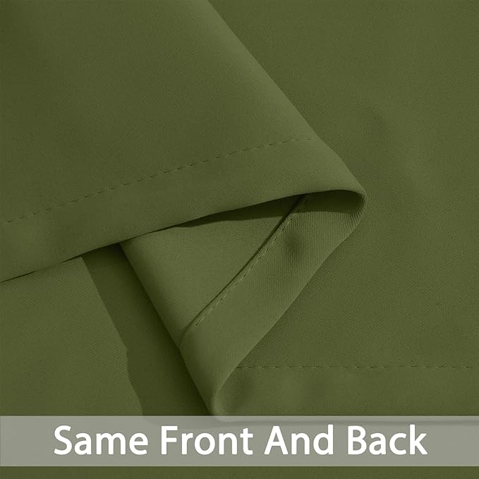 Yakamok Olive Green Blackout Curtains-Room Darkening Green Thermal Insulated Grommet Set of 2 Drapes for Bedroom Living Room, 52W x 72L,2 Panels