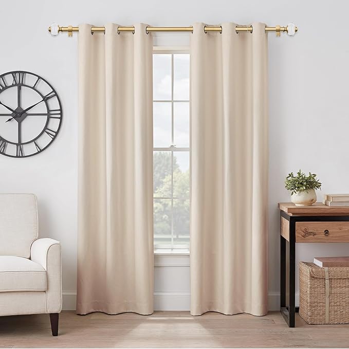 USFOOK 7/8 Inch Telescoping Splicing Drapery Rods for Windows 20 to 54 Inch, Gold Curtain Rods 32 to 58 Inch(2.6-7.2ft), Decorative Translucent Finials