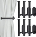 Groleca 6 Pack Adhesive Curtain Holdbacks Curtain Tie Backs Curtain Holdbacks No Drill Curtain Pull Backs Adhesive Curtain Hooks Curtain Holders for Drapes (6, Black)