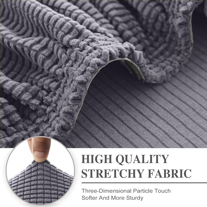 Couch Cushion Covers for Sectional Sofa L Shape Washable Separate Seat Chaise Couch Cover Stretch Sofa Slipcovers with 2 Pcs Pillowcases(2 Seater + 1 Chaise, Light Grey)
