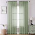 Lecloud Sage Green Sheer Curtains 90 Inches Long 2 Pcs, Modern Solid Voile Light Filtering Drapes, Airy Privacy Window Curtains with Rod Pocket for Dining Room/Bedroom/Living Room, Each 42" W x 90" L