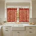 MIULEE Terracotta Sheer Curtains 2 Panels Embroidered Leaf Patterned burnt Orange Rod Pocket Floral Semi Faux Linen Short Fall Window Curtains Drapes Set for Kitchen Bathroom Cafe, 30x24 Inches Length