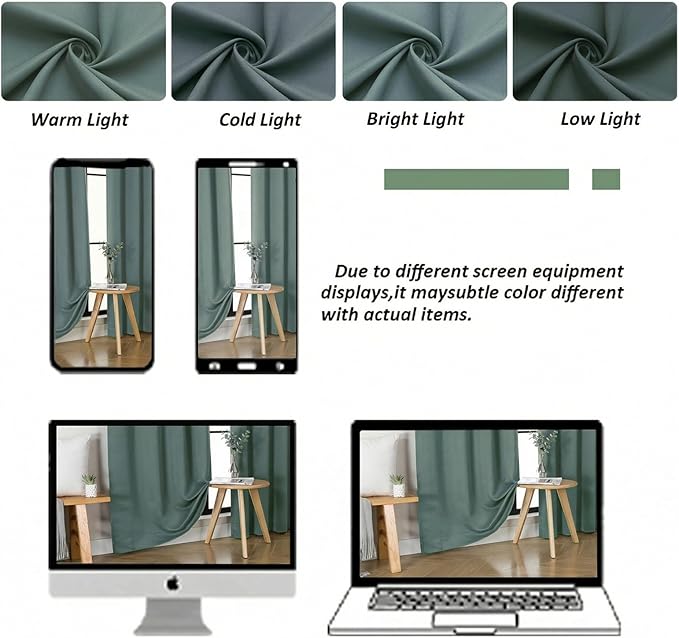 Simplebrand Ava Dark Green Blackout Curtains for Bedroom 72 Inch Length 2 Panels Set, Privacy Thermal Insulated Rod Pocket Door Window Curtains for Patio French Door Front Door, W40 x L72 Inch