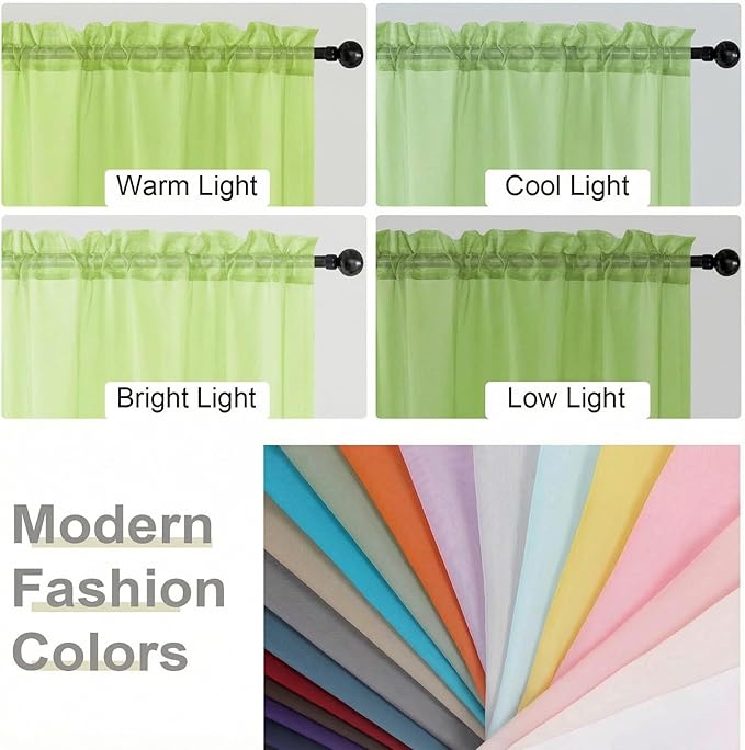 Sheer Curtains 63 Inch Length 2 Panels Set for Living Room Bedroom, Airy Soft Light Filtering Sheer Dining Room Curtains, Modern Rod Pocket Drapes, Lime, Each 42" Wx63 L