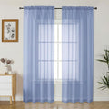 Gwine Denim Blue Sheer Curtains 84 Inches Long 2 Panels Set for Living Room, Rod Pocket Voile Bedroom Curtains, Light Filtering Solid Window Sheer Panels, Each 42Wx84L