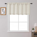 OWENIE Natural Valances for Windows 1 Pcs 22 Inch Length, Light Filtering Textured Short Small Valance Curtains for Bathroom Basement Living Room Bedroom, Half Window Curtains Over Sink, 60"W by 22"L