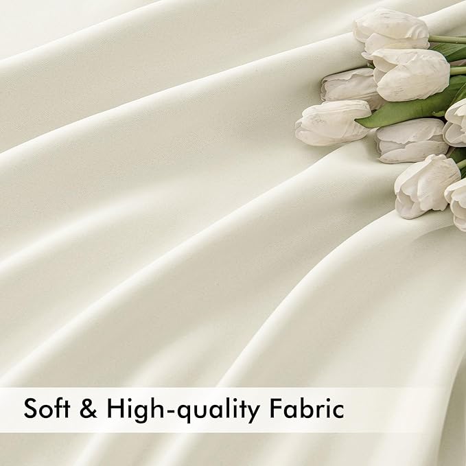 MIULEE Cream Back Tab Blackout Curtains 108 Inch Long 2 Panels Set for Bedroom, Rod Pocket/Pinch Pleat Extra Long Thermal Insulated Living Room Darkening Pleated Light Blocking Drapes