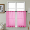 Gwine Short Kitchen Sheer Curtains 36 Inch Length - Light Filtering Voile Small Half Window Curtain for Basement, Rod Pocket Cafe Curtains for Bathroom Cabinet, 42Wx36L Inch, 2 Panels, Hot Pink