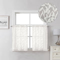 Lecloud Leia Ivory Sheer Kitchen Curtains 24 Inch Length 2 Pcs, Jacquard Textured Leaf Voile Short Curtains with Dual Rod Pocket, Farmhouse Bedroom Living Room Tiers, 40 W x 24 L