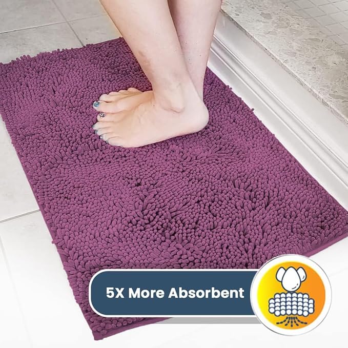 Muddy Mat® | Super Absorbent Door Mat Indoor, Microfiber Quick Dry Chenille Entryway Rug, Non-Slip Front Door Mat, Indoor Mats for Entryway, Machine Washable Pet Rug, Dark Purple 19"x30"