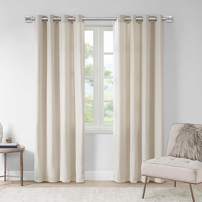 UIOSANRT Silver Curtain Rods, 5/8" Diameter, 32 - 120" Length, Warp Around, Room Darkening, Wall Mounted, 25 lbs Weight Capacity