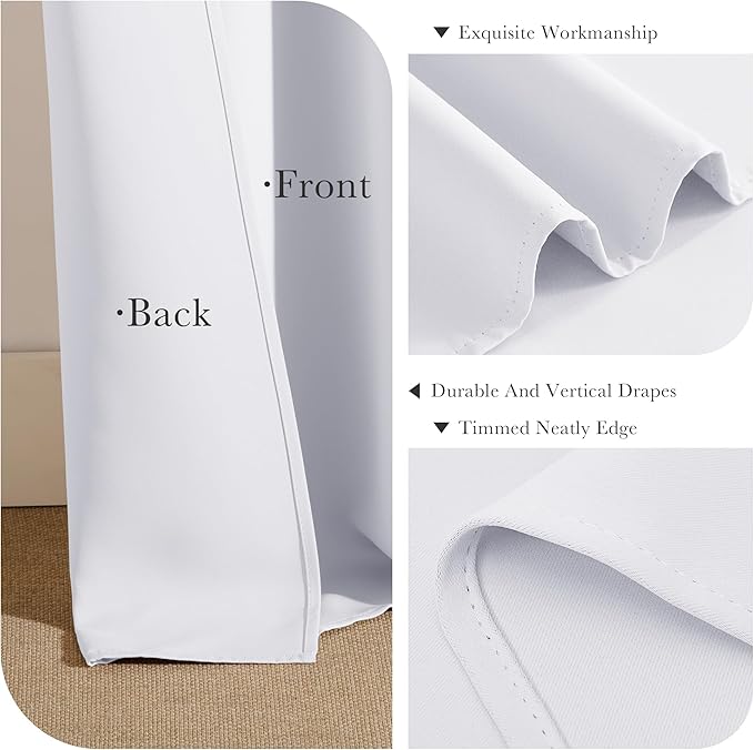 PONY DANCE 50% Light Filtering Room Darkening Curtains for Small Winow Lower Portion Decor Energy Saving Drapes for Kitchen Bedroom Bathroom Downstairs Window, W 29 x L 24, Pure White, 2 Panels