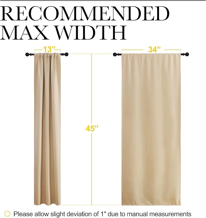NICETOWN Blackout Room Darkening Curtains - Home Decoration Light & Noise Reducing Thermal Insulated Window Draperies with Rod Pocket Top (Biscotti Beige, 2 Panels, 34 inches Wide x 45 inches Long)