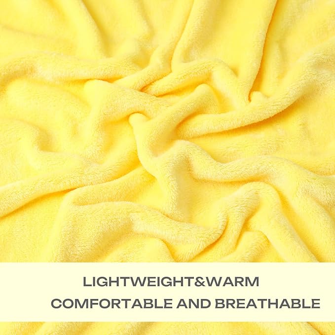 JIAHANNHA Fleece Blanket King Size Yellow 108 by 90 Inches Throw Blankets for Bed Sofa Couch 280GSM,Super Soft Cozy and Luxury Bed Blanket for All Season