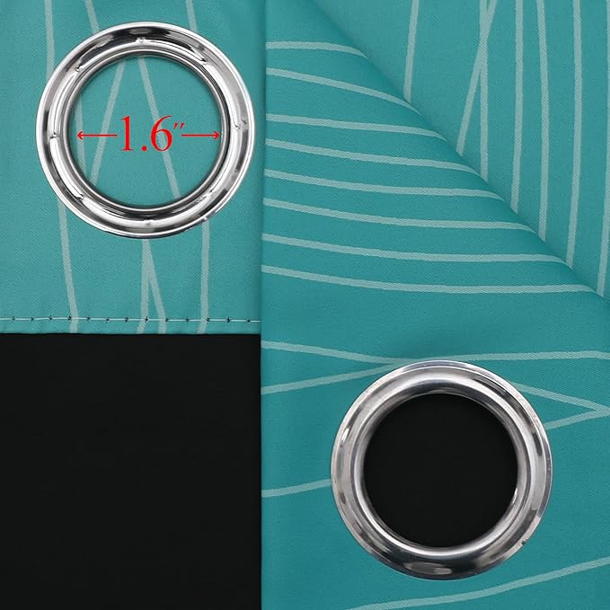 Estelar Textiler Teal and Greyish White Blackout Curtains 45 Inch Length, Light Blocking Gradient Drapes for Kitchen, Thermal Insulated Grommet Ombre Curtains for Bathroom,42Wx45L,2 Panels