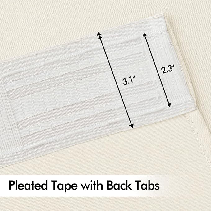 MIULEE Birch Back Tab Blackout Curtains 72 Inches Long 2 Panels Set for Living Room Bedroom Privacy, Rod Pocket/Pinch Pleat Thermal Insulated Room Darkening Pleated Light Blocking Drapes