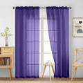 Purple Sheer Curtains 90 Inches Long 2 Panels, Light Filtering Solid Sheer Curtains for Bedroom Living Room, Lightweight Soft Airy Window Voile Sheer Drapes, Dual Rod Pocket, 2x42Wx90L Inches