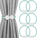 Melaluxe 6 Pack Magnetic Curtain Tiebacks, Decorative Curtain Holdbacks for Window Décor (Teal)