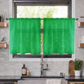 youleyar Solid Sheer Rod Pocket Curtain Voile Draperies 2 Panels White Beige Black Ivory Coffee 26 Inch Width 30 Inch Long 1 Pair for Kitchen Bedroom Children Living Room Yard(Green,26W x 30L)