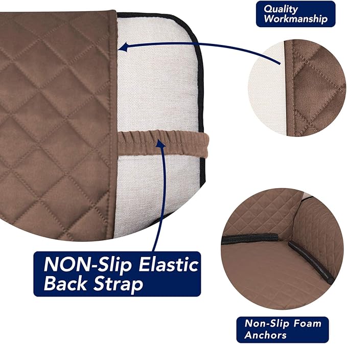PureFit Reversible Quilted Sofa Cover, Water Resistant Slipcover Furniture Protector, Washable Couch Cover with Non Slip and Elastic Straps for Kids, Dogs, Pets (XX Large, Brown/Beige)