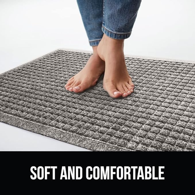 GORILLA GRIP® Ultra Absorbent Front Door Mat Outside Entrance, Traps Dirt and Moisture, HydroABSORB Indoor Outdoor Doormat Holds 1.7 Cups Water, Stain and Fade Resistant Welcome Mat, 29x17 Charcoal