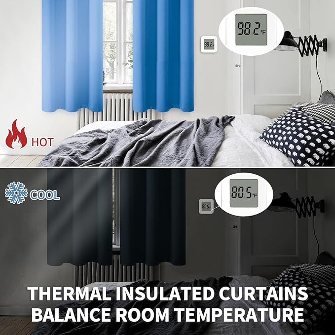 BGment Room Darkening Curtains 63 Inches Long - Grommet Thermal Insulated Drapes Window Treatment Curtains for Bedroom, 2 Panels, 70 x 63 Inch, Classic Blue