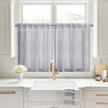 HOMEIDEAS Non-See-Through Light Grey Privacy Sheer Kitchen Curtains, 30 X 36 Inches Long 2 Panels Sheer Curtains Light Filtering Bathroom Window Drapes for Bedroom Living Room