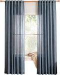 MYSKY HOME 72 Inches Long Semi Sheer Curtains Light Filtering Window Drapes Blue Door Curtains for Closet Doorways, Short Curtain Panels Elegant Look for Classroom/Guestroom, 50" x 72", 2 Pcs